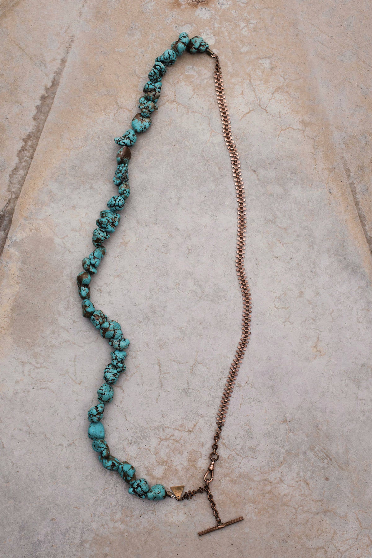 Turquoise Antique Copper Pocket Watch Chain Necklace