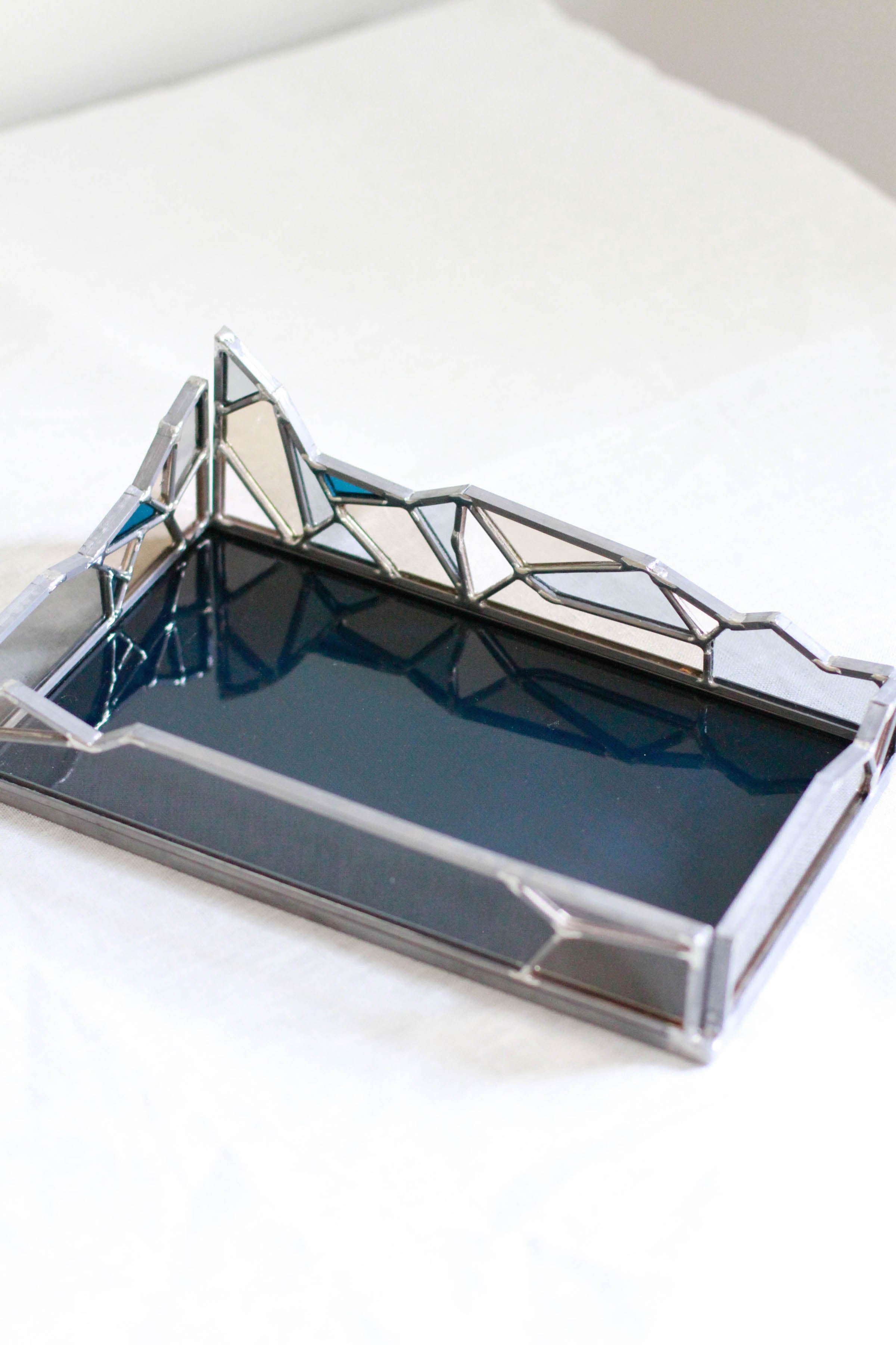 Small Glacier Tray Harpa Collection Stained Glass Jewelry Tray Vanity