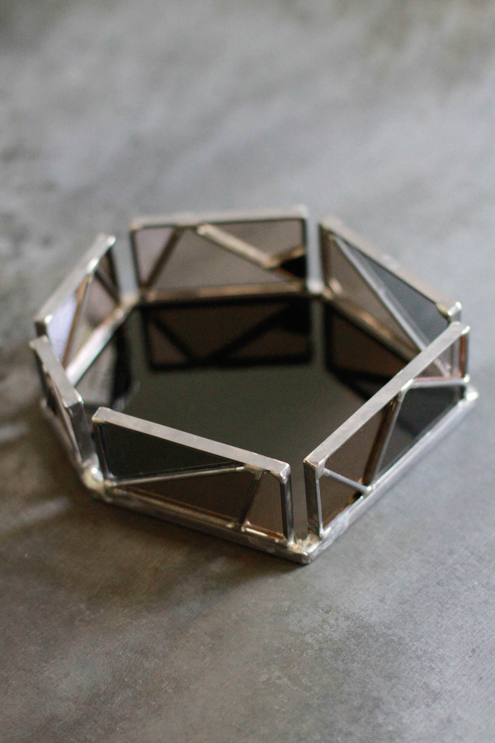 Small Hex Tray Harpa Collection Stained Glass Jewelry Tray Vanity