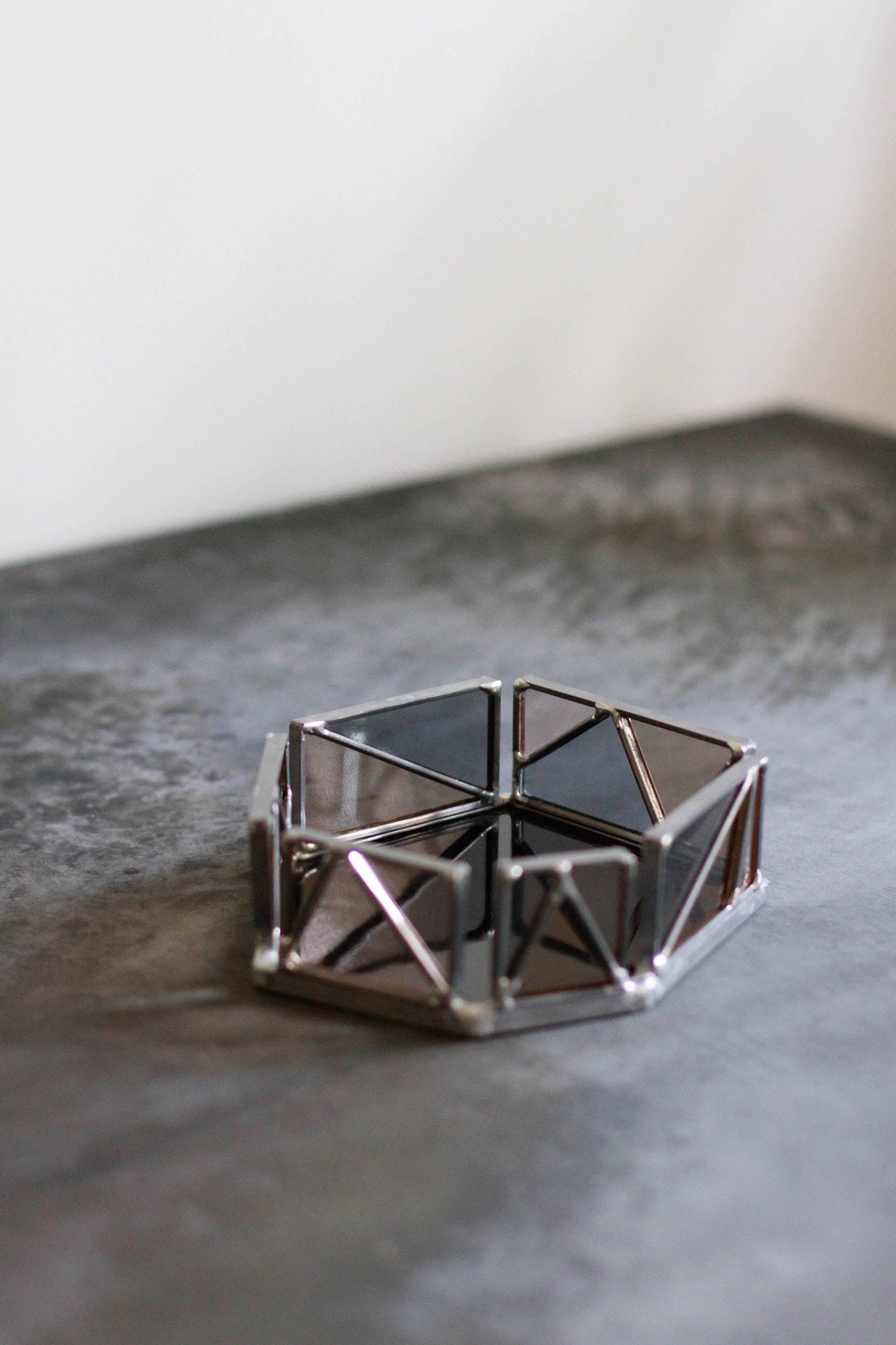 Small Hex Tray Harpa Collection Stained Glass Jewelry Tray Vanity