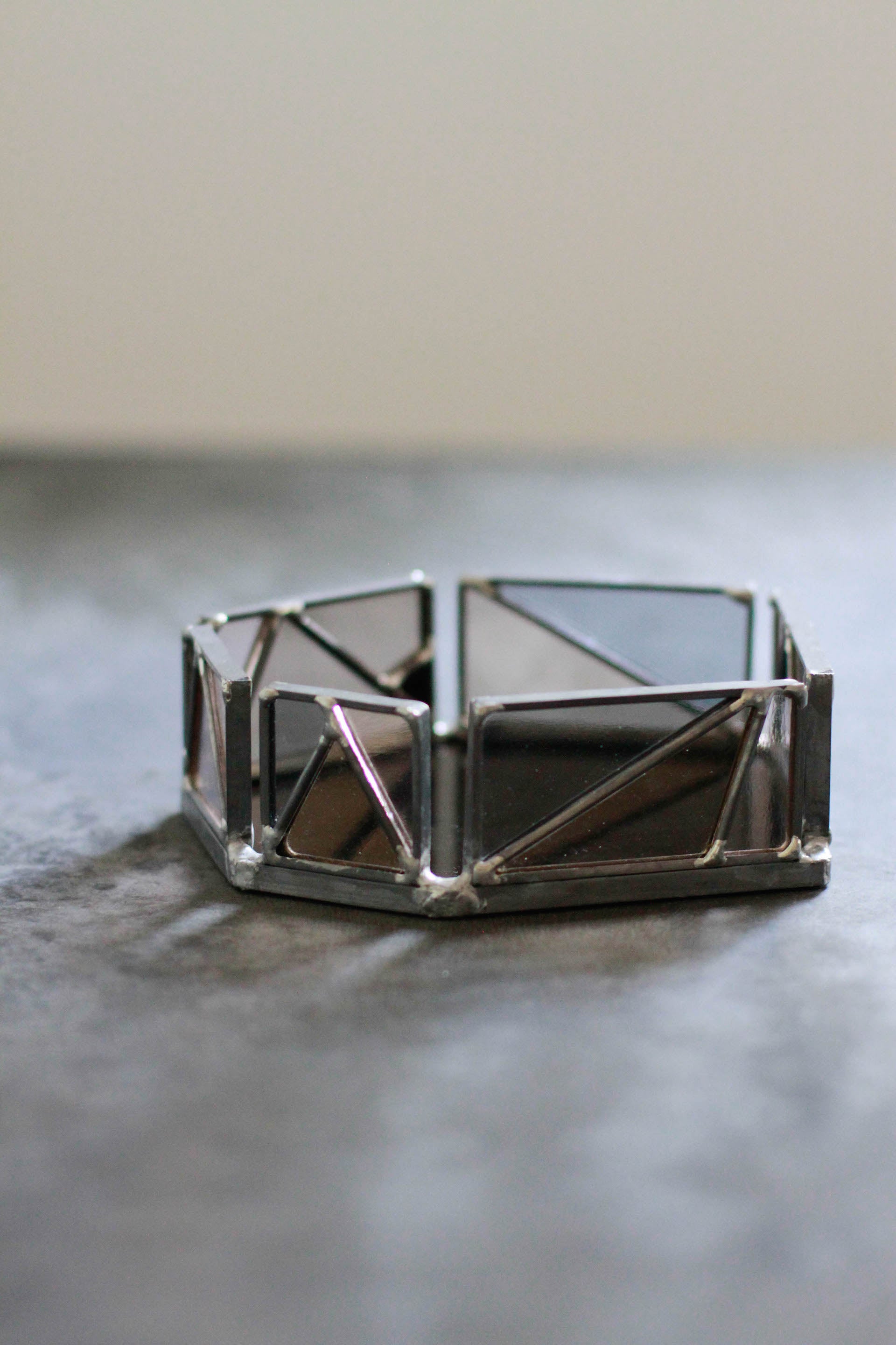 Small Hex Tray Harpa Collection Stained Glass Jewelry Tray Vanity