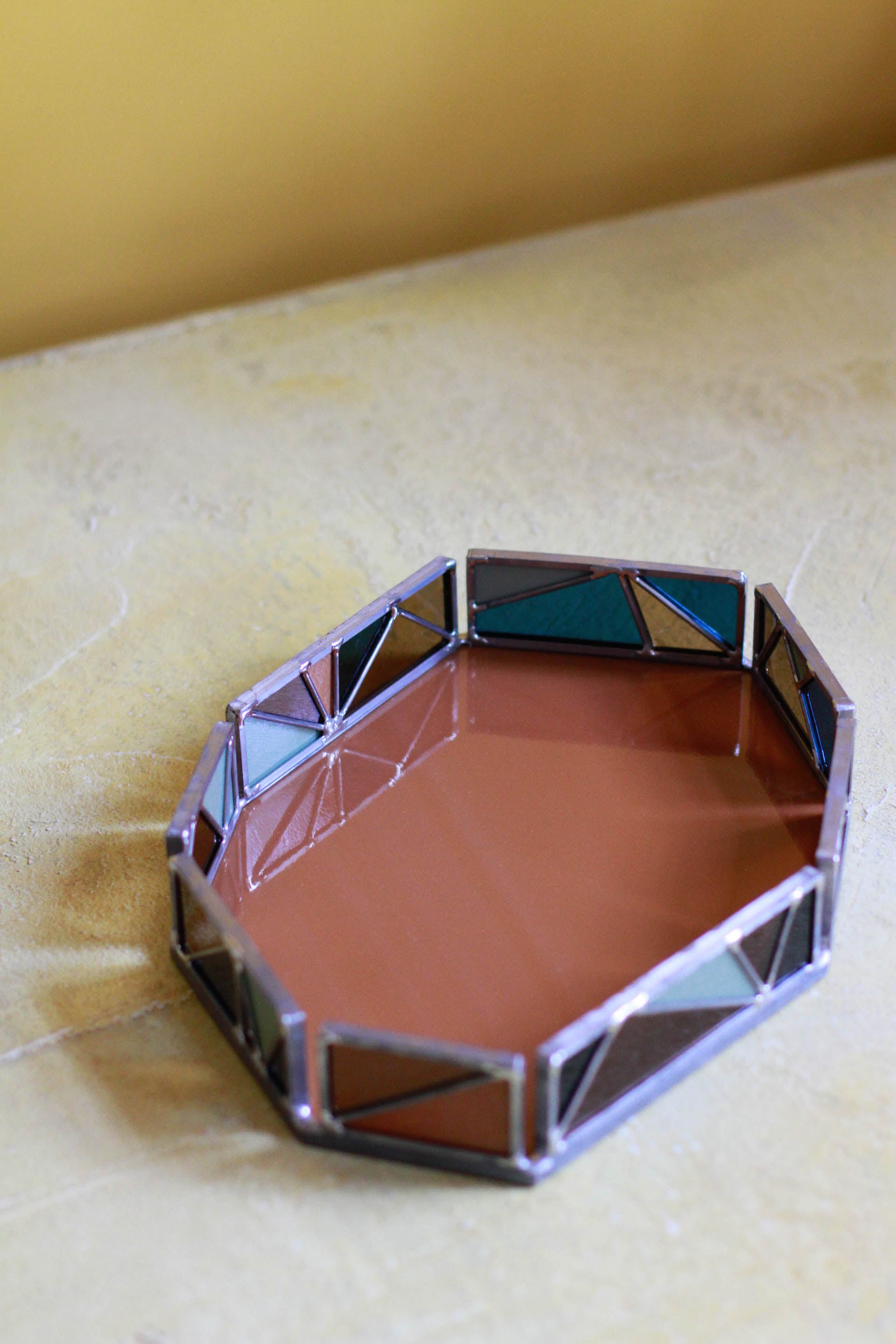 Large Hex Tray Harpa Collection Stained Glass Tray